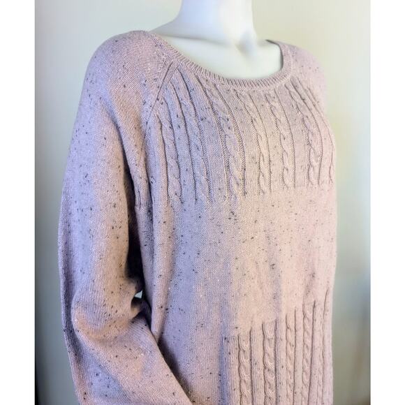 NEW Chaps Lavender White Flecked Scoop Neck Raglan  Long Sleeve Sweater Size XXL - Picture 2 of 8